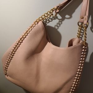 BEBE BEIGE HOBO BAG with GOLD HARDWARE